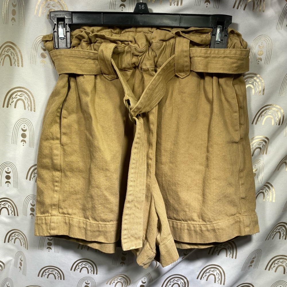 By Together High Waist Tan Shorts with Tie Belt